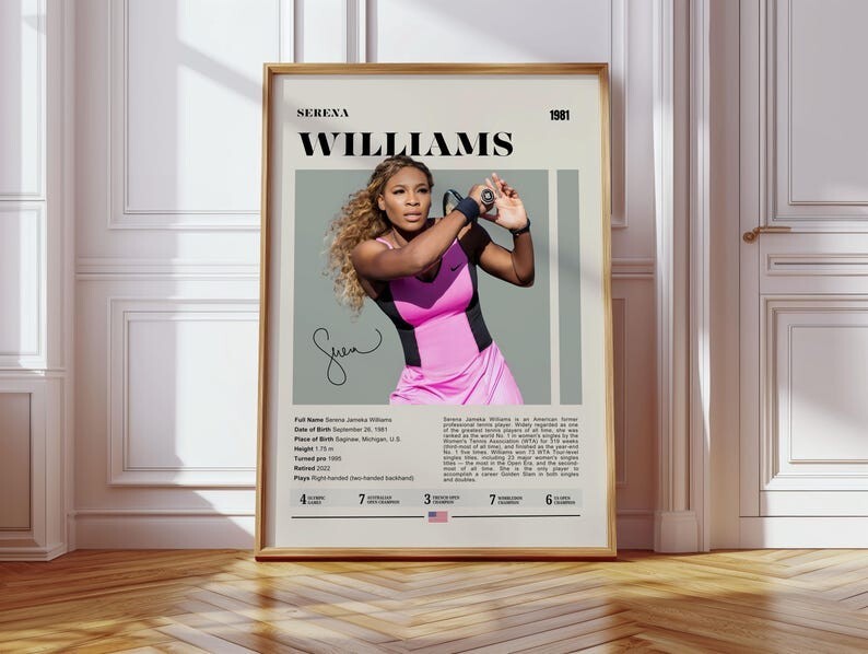 Serena Williams Tennis Motivational Sports Wall Art Poster  