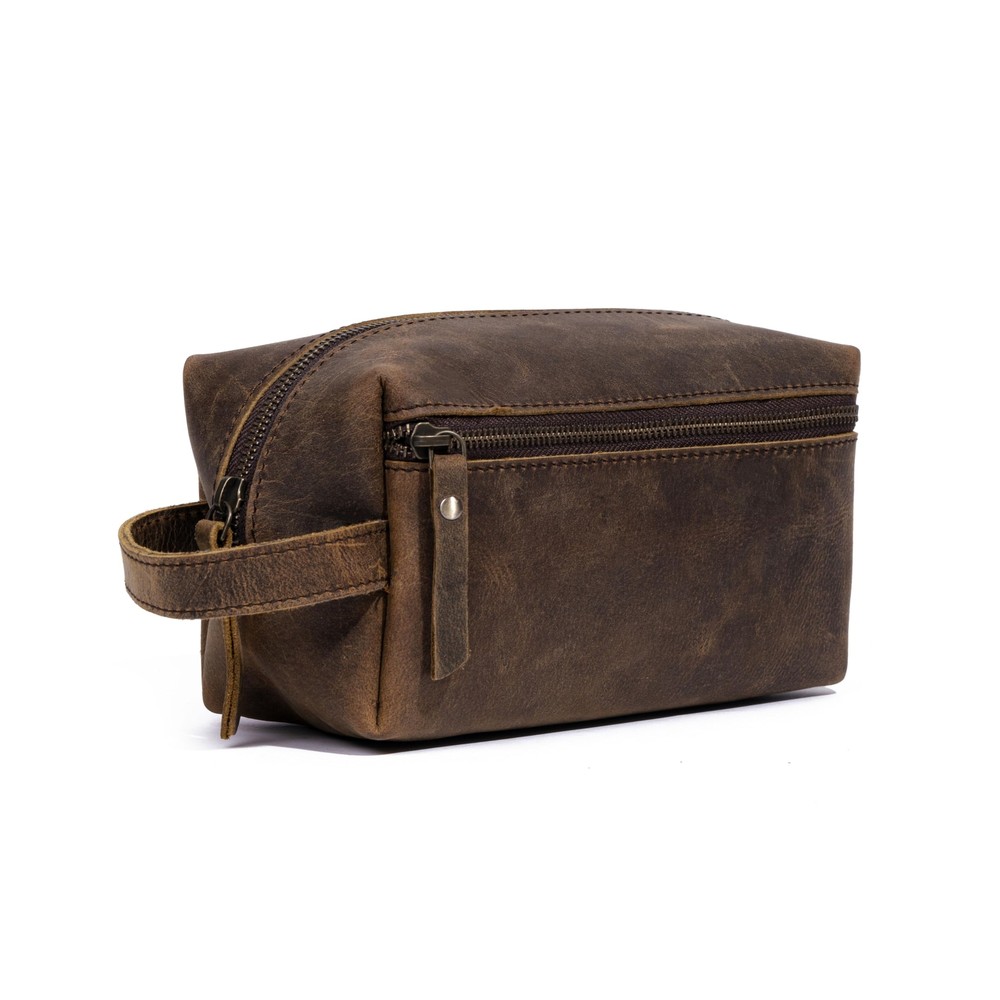 Genuine Unisex Vanity Leather Dopp Kit Travel Toiletry Bag Multipurpose Organizer
