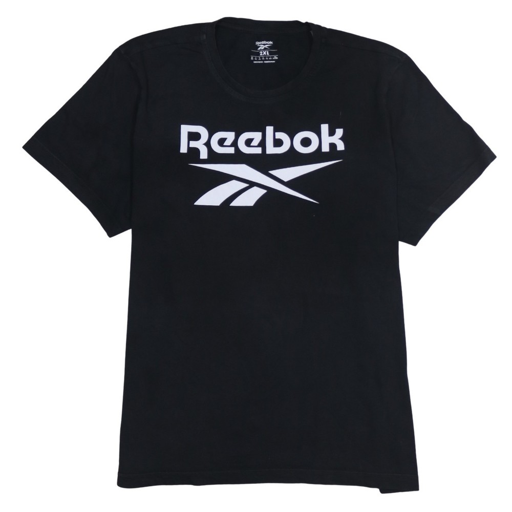 Reebok Womens T Shirt Black Cotton Jersey Big Logo Graphic Tee Short Sleeve XXL