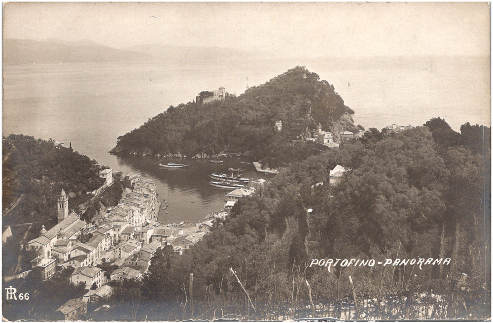 Panorama of Portofino Harbor Italy Aerial View 1910s RPPC Postcard Photo