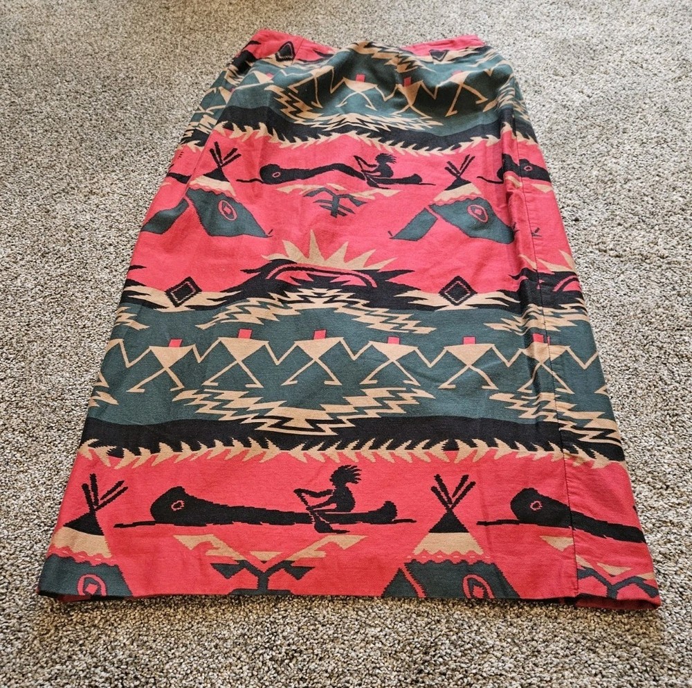 Vintage Cambridge Dry Good Southwestern Blanket  Wrap Skirt Sz 8. Cottagecore
