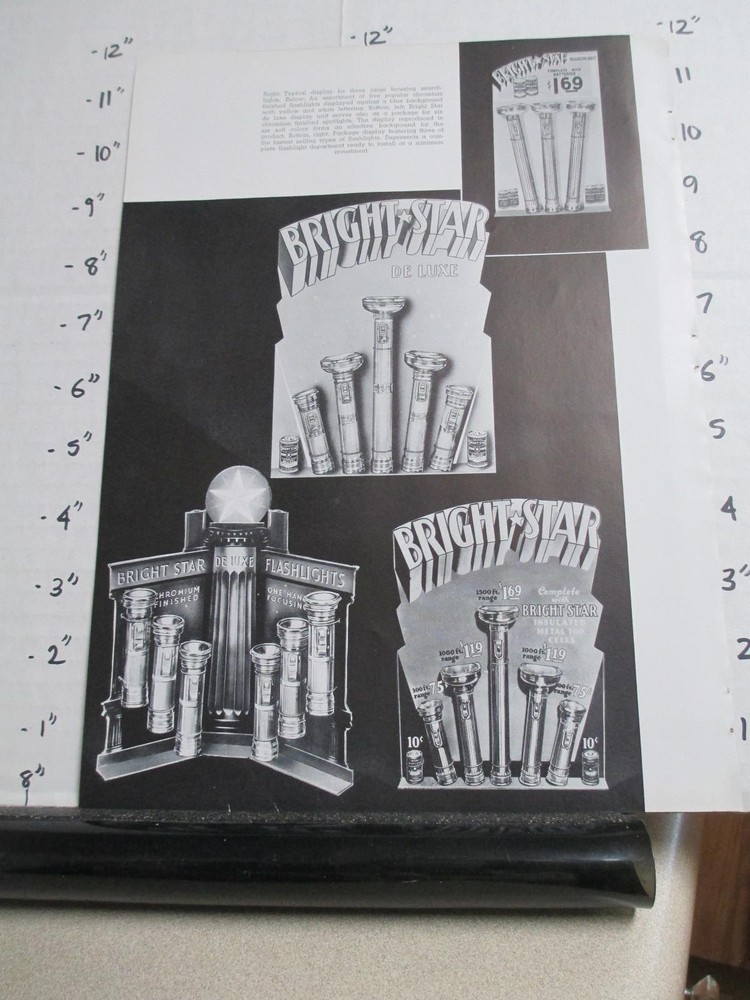 magazine ad 1936 BRIGHT Star flashlight store display sign