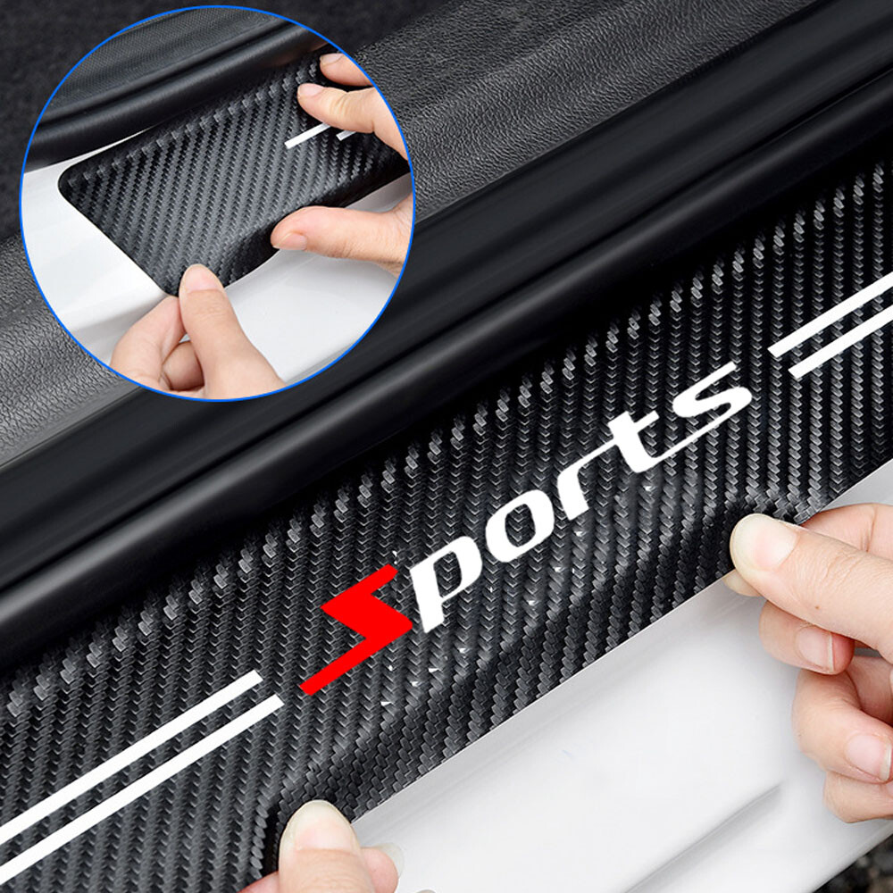 4pcs Car Door Plate Sill Scuff Cover Anti Scratch Sticker Trim Strip Accessories