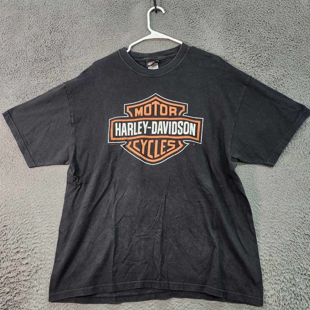 Harley-Davidson Shirt Mens XL Black Texan Conroe Texas Flames Skull Biker Tee