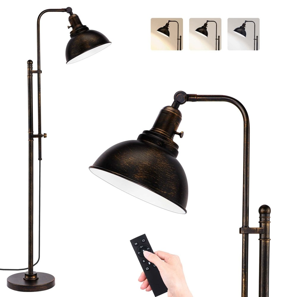 Industrial Floor Lamp Adjustable, Rustic Farmhouse Reading Lamp in Aged Black...