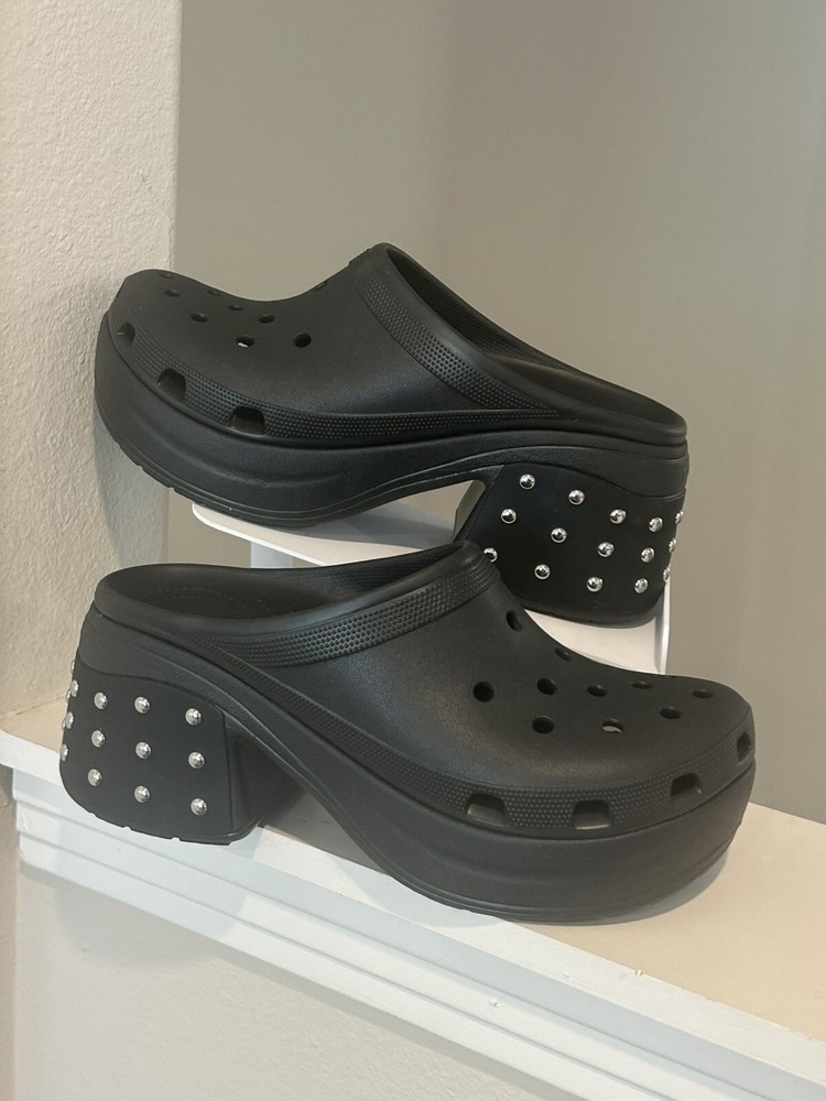 Crocs Siren Studded Heel Clog Chunky Platform Black Mens Size 13 New 209017-001