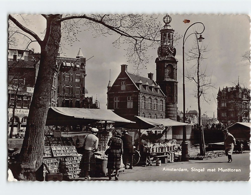 Postcard Singel met Munttoren Amsterdam Netherlands