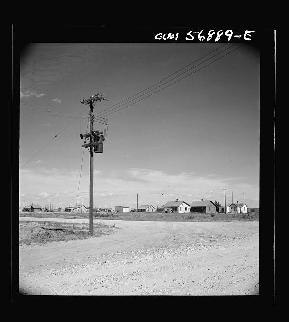 Photo:1930s Rural Housing Development Dirt Road Utility Pole Homes
