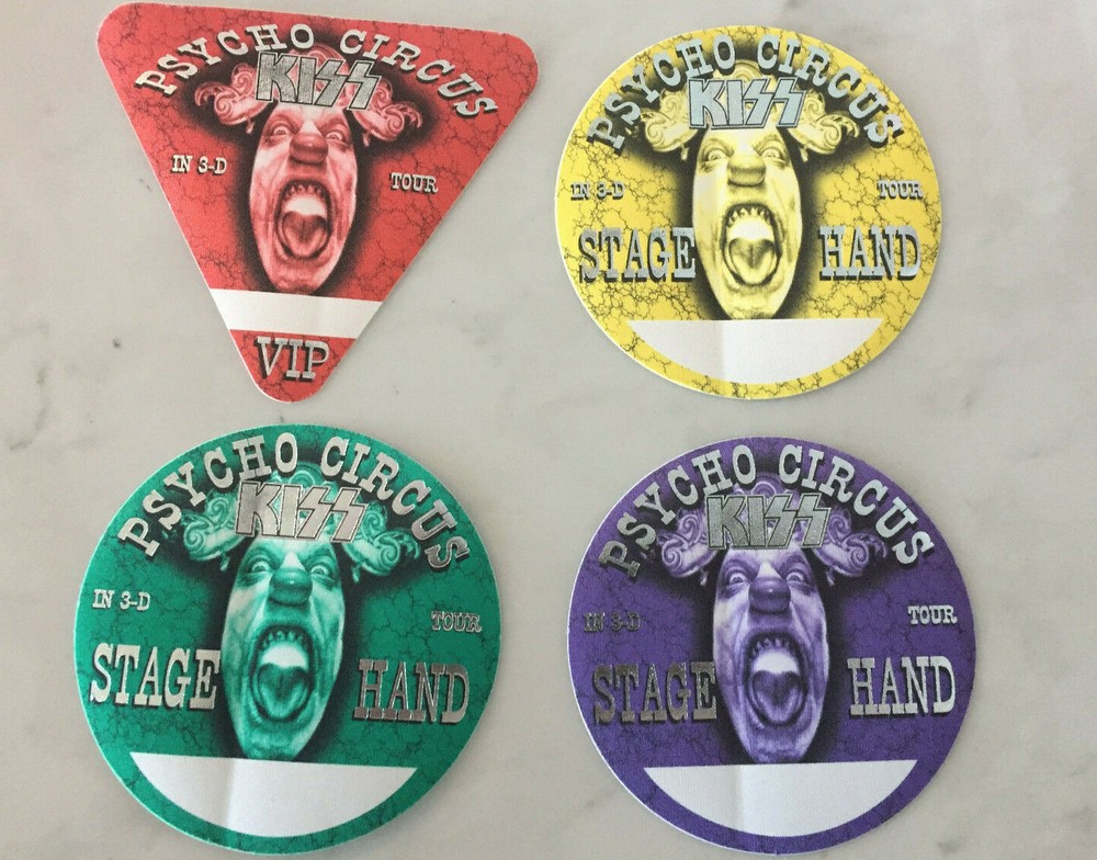 Kiss Psycho Circus back stage passes Gene Paul Ace Peter 4 Different Pass Total