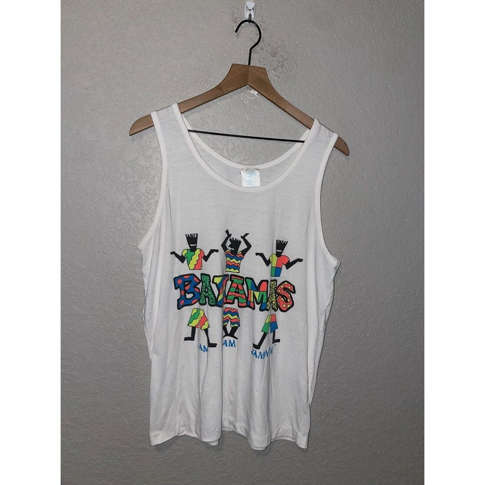 Vintage Bahamas Tank Jam Jam Jammin Tee Sleeveless Shirt Multicolor VTG 90s L