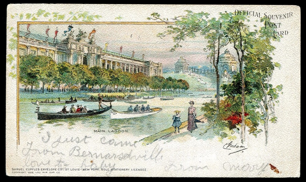 ST. LOUIS Missouri Postcard 1904 World's Fair Main Lagoon Artist- GRAHAM