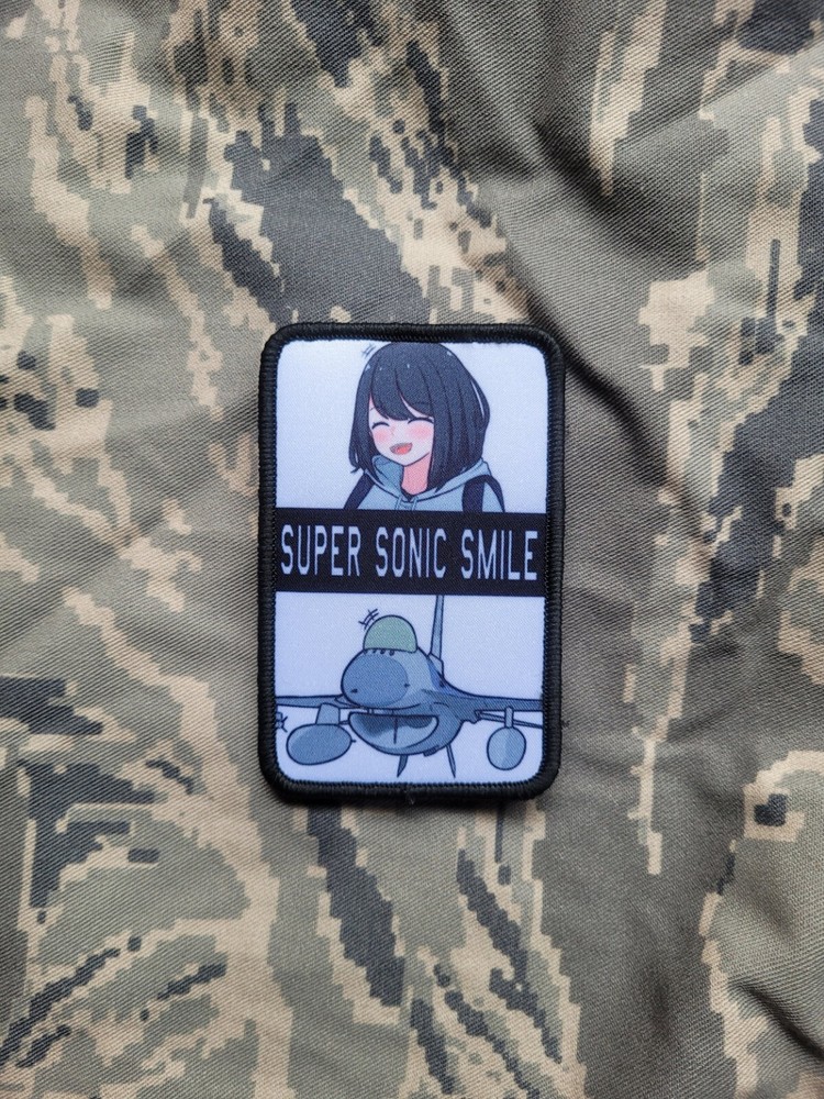 Atamonica F-16 Super Sonic Smile USAF Ace Combat girl pinup morale anime patch-image