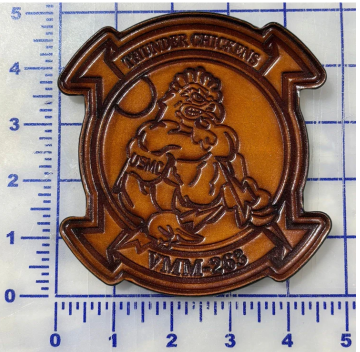 MARINE CORPS VMM-263 THUNDER CHICKEN FRIDAY ANTIQUE LEATHER PATCH