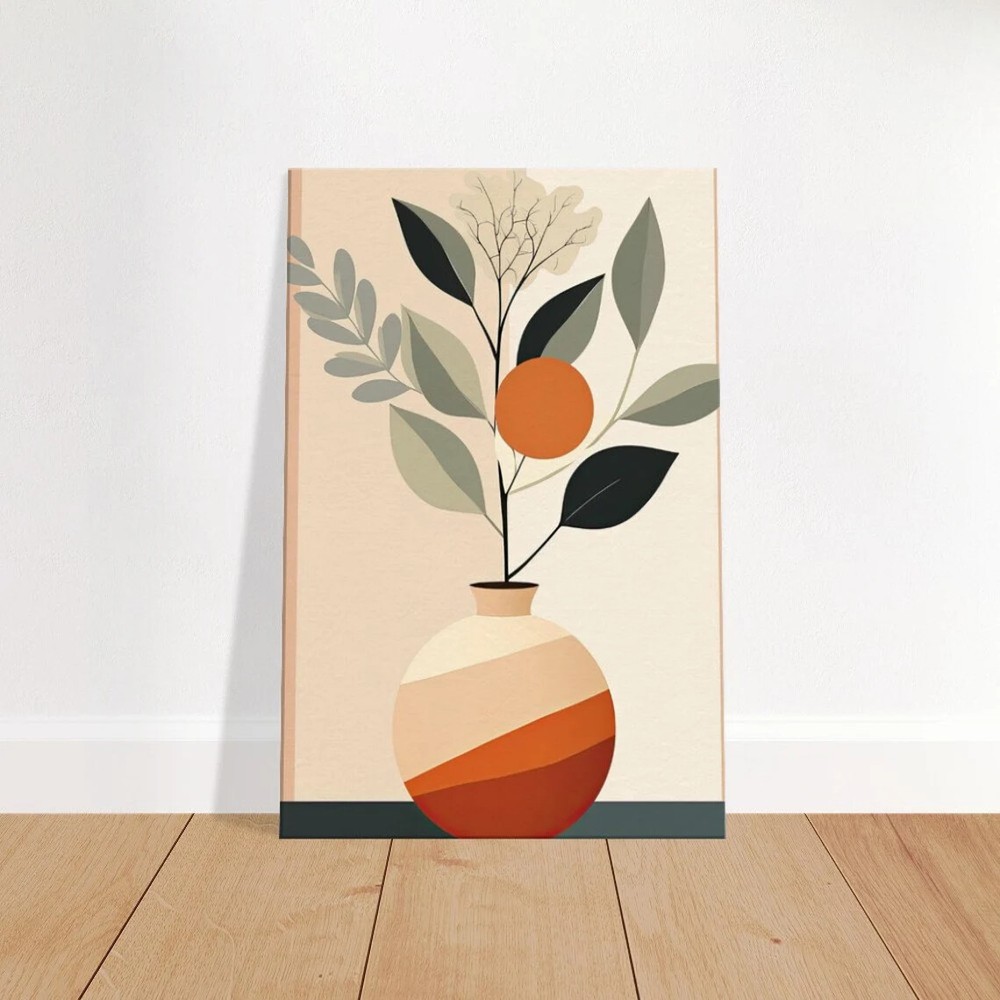 Boho Artful Retro Inspired Earthy Plant Boho Wall Art Canvas Unframed Print Art