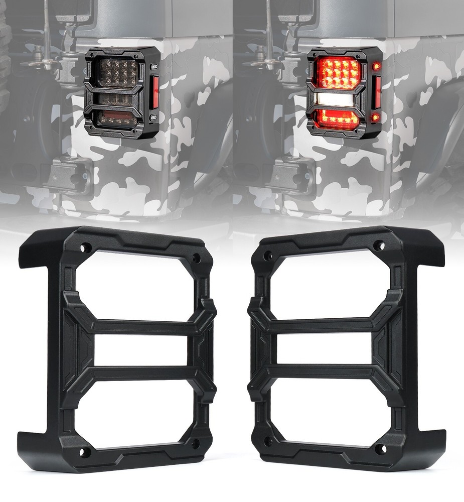Black Aluminum Rear Tail Light Guard Cover Protector for 07-18 Jeep Wrangler JK