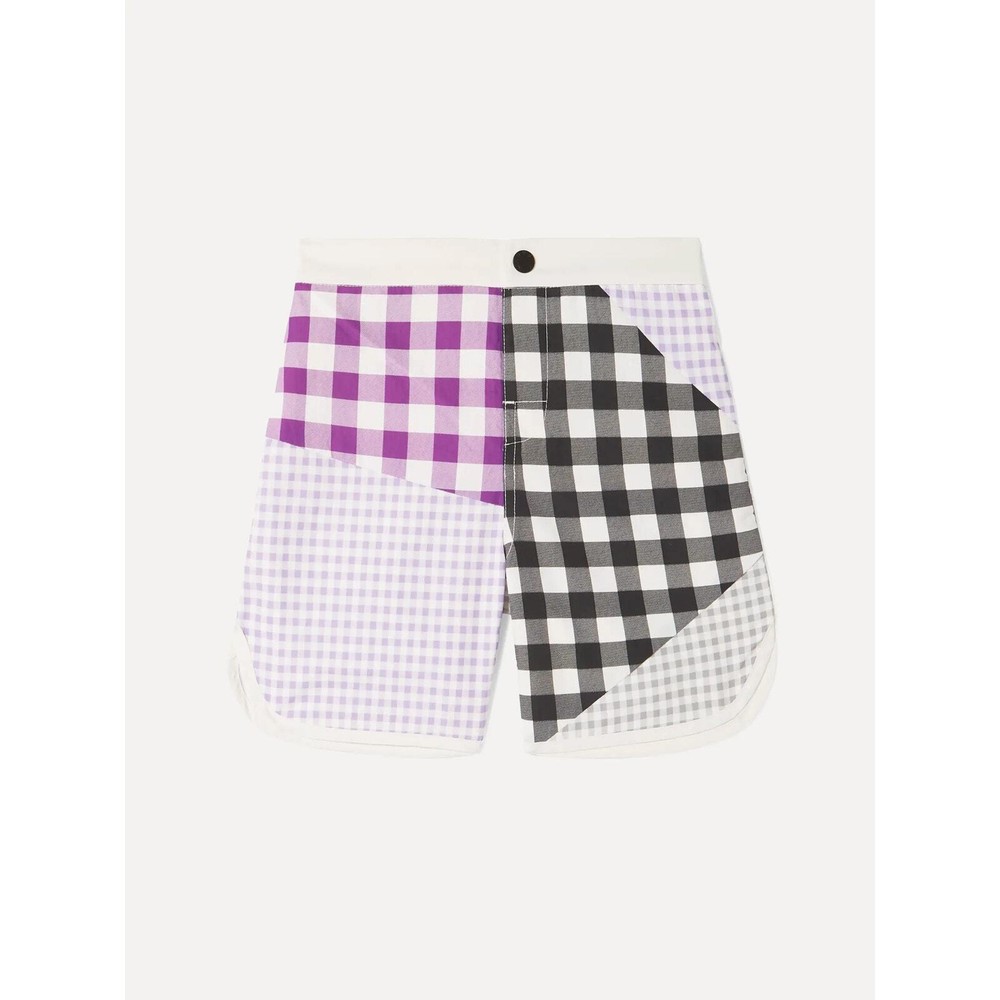 MARYSIA KIDS BUMBY HAMPTON PATCHWORK GINGHAM SWIM SHORTS 6