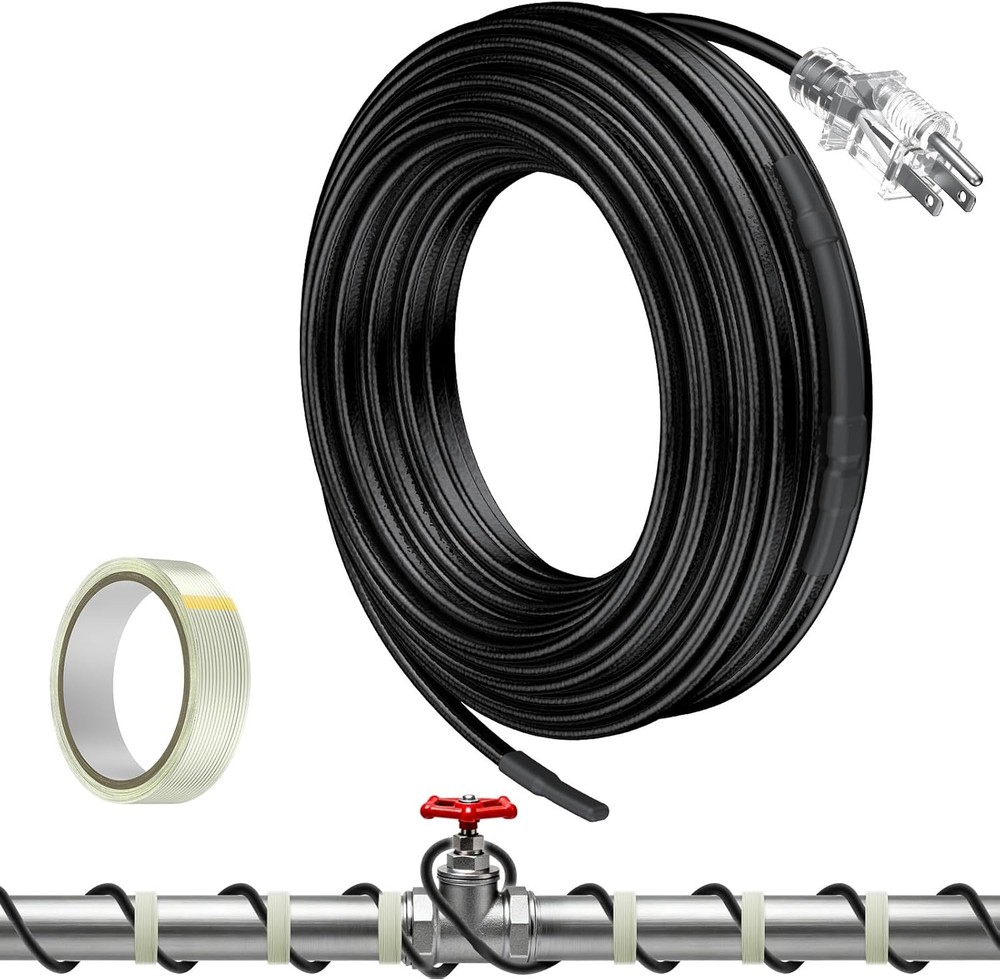 12 FT Heat Tape for Water Pipes, 8 W/Ft 120 V Pipe Heating Tape, Self-Regulating