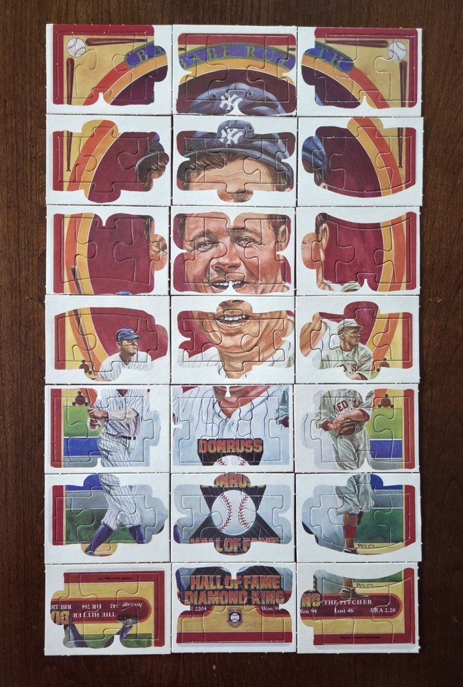 Donruss 1981 Hall Of Fame Diamond King Babe Ruth Puzzle Complete Set 21 Cards