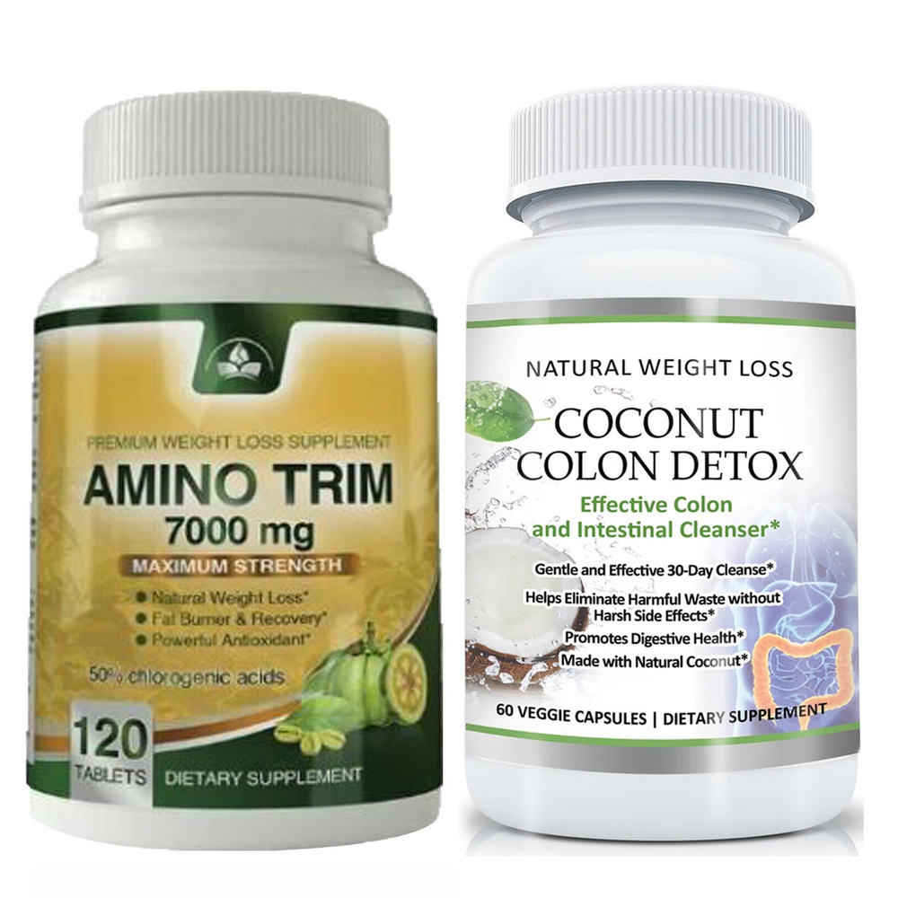 Coconut Colon Detox Cleanse Amino Trim Weight Loss Fat Burn Capsules Supplements