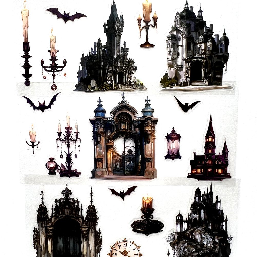 3 Sheet Halloween Haunted Mansion Stickers Junk Journals Collage Scrapbooking