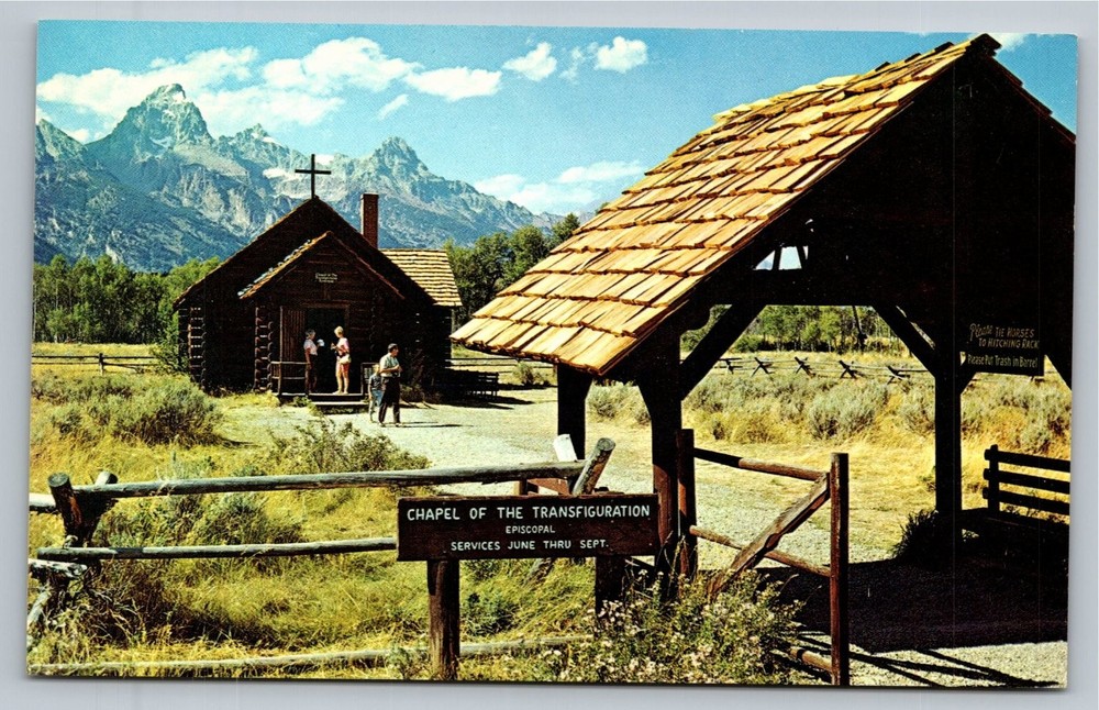 Chapel of the Transfiguration Moose Wyoming Vintage Linen Postcard