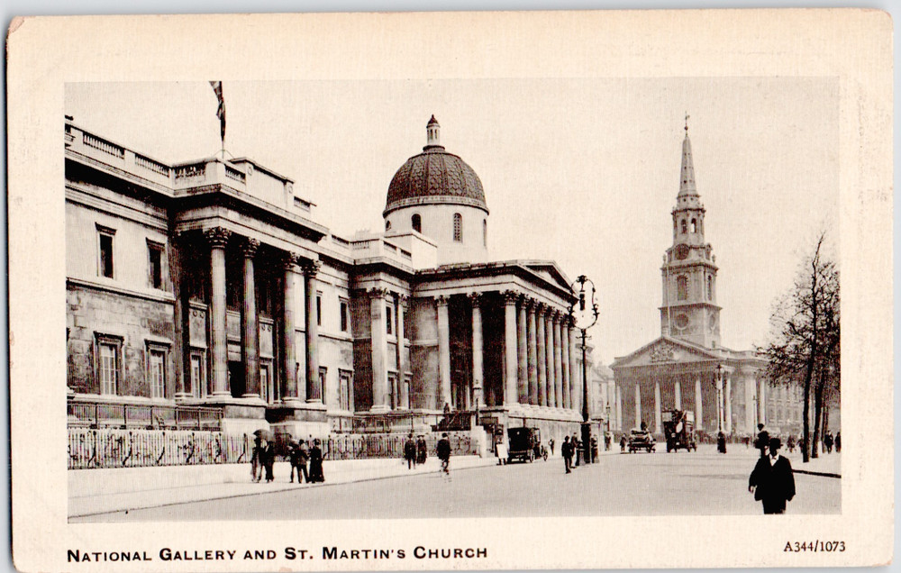 UK England London Trafalgar Sq. National Gallery St Martins Church 1910 Postcard