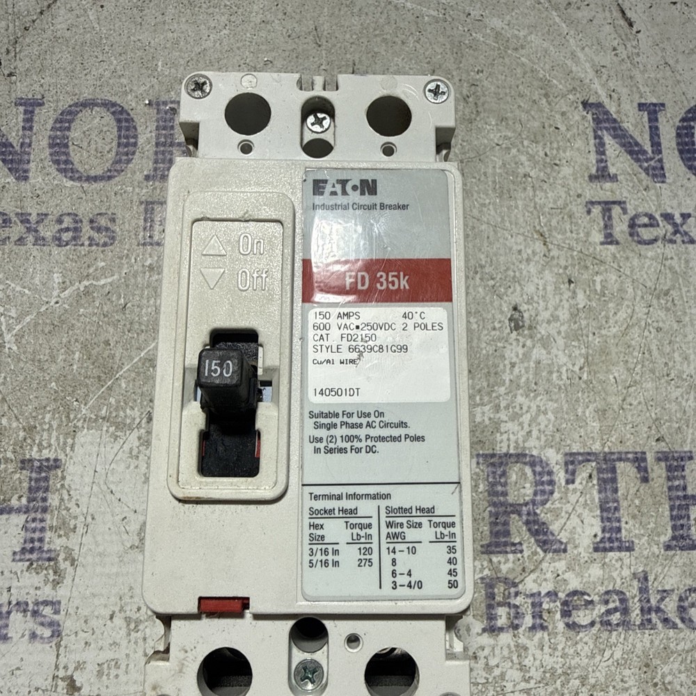 Eaton Cutler Hammer FD2150 FD 35K 150 Amps 600 VAC Circuit Breaker