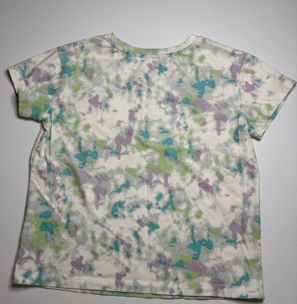 Cat & Jack Girls Tie Dye White Green Purple Blue Short Sleeve T-Shirt L (10/12)