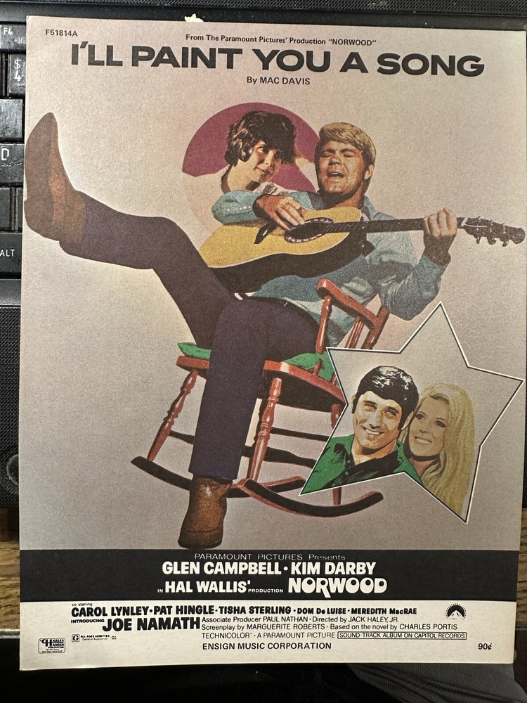 J 1970 Glen Campbell Movie Sheet Music NORWOOD