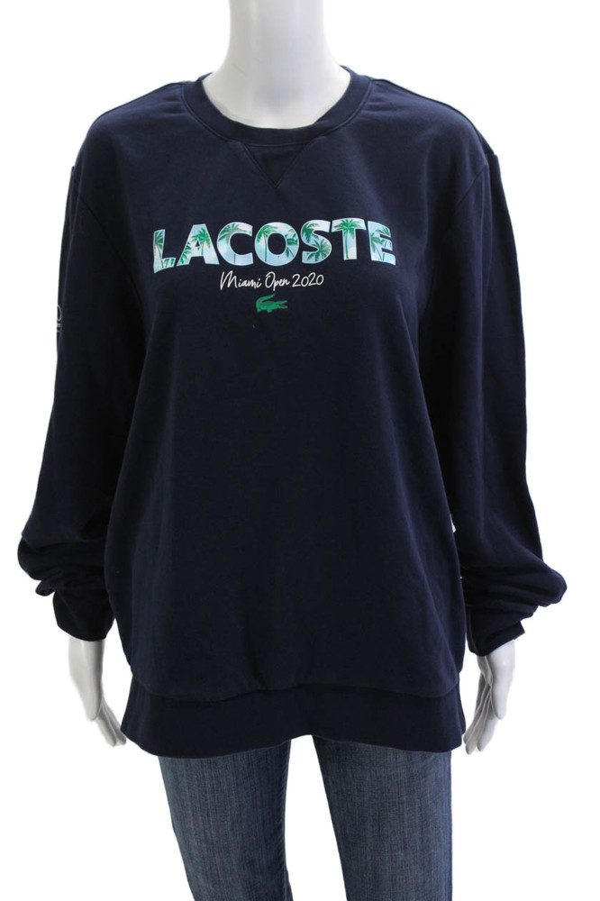 Lacoste Mens Pullover Dark Blue Crewneck Longsleeve Cotton Size LFree Shipping in US $100+ Orders | $6.95 Orders Below