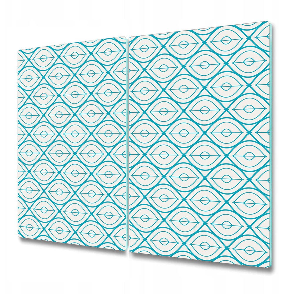 Tempered Glass Chopping Cutting Board Mustard geometric blue and white 2x30x52