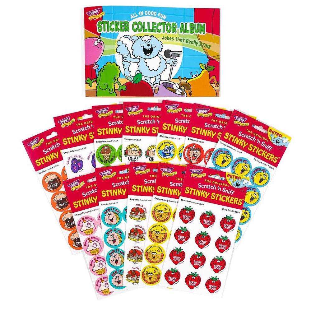 All in Good Pun Retro Scratch 'n Sniff Stinky Stickers and Album Combo Pack b...