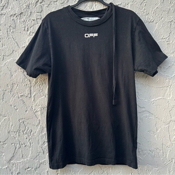 OFF WHITE Tee Shirt Men Small Airport Tape S/S Virgil Abloh Black Streetwear
