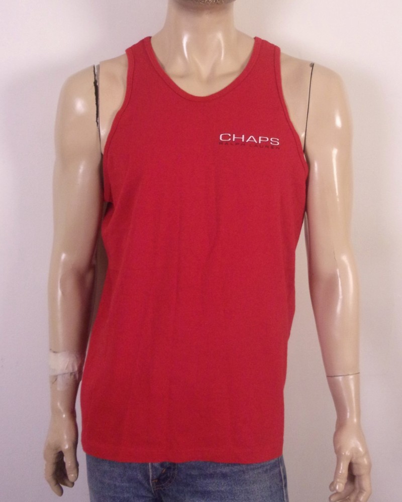 vintage 90s Chaps Ralph Lauren EUC Tank Top T-Shirt Spell Out Logo USA sz L
