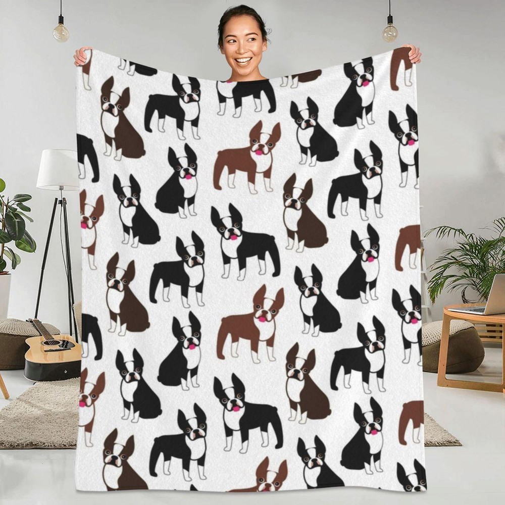 Throw Blanket Dog Love Sofa Covers Woven Modern Multicolor Machine Washable Home