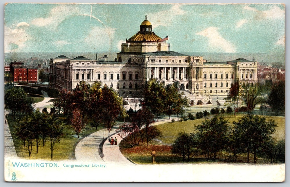 1905 Congressional Library Washington DC ANTIQUE Postcard 9801