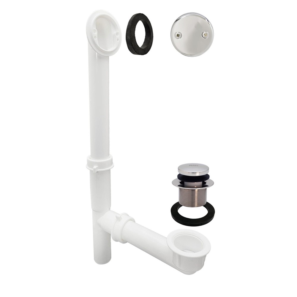 Westbrass Y593244CP White Tubular Tip-Toe Bath Waste and Overflow Assembly, Poli