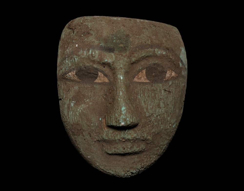 Ancient Egyptian Pharaoh Funerary Mask Statue Rare Wooden Antiquities Artifact