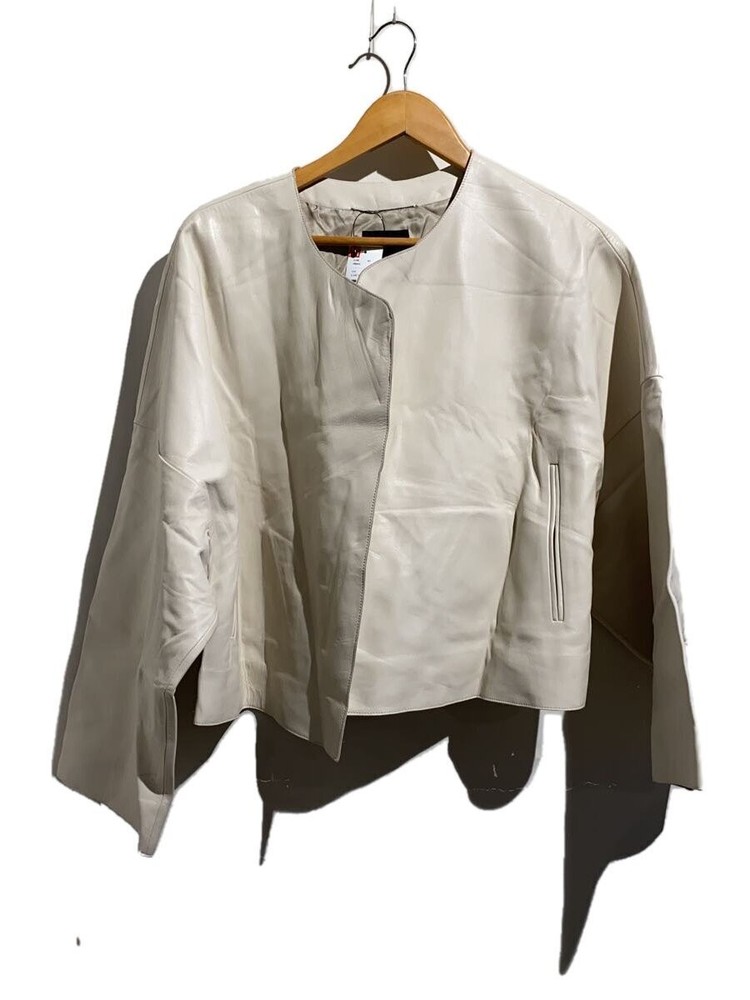 Ebure Sheepskin Leather Jacket Blouson Size 38 in Cream 2910400098