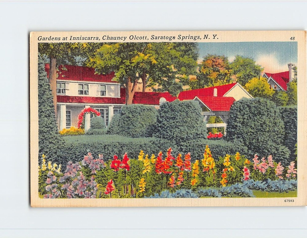 Postcard Gardens at Inniscarra Chauncy Olcott Saratoga Springs New York USA