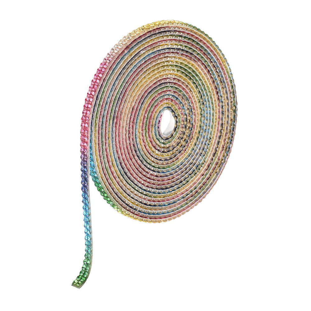 0.2 Inch Self Adhesive Rhinestone Strips 3 Yard for Crafts,Multicolored