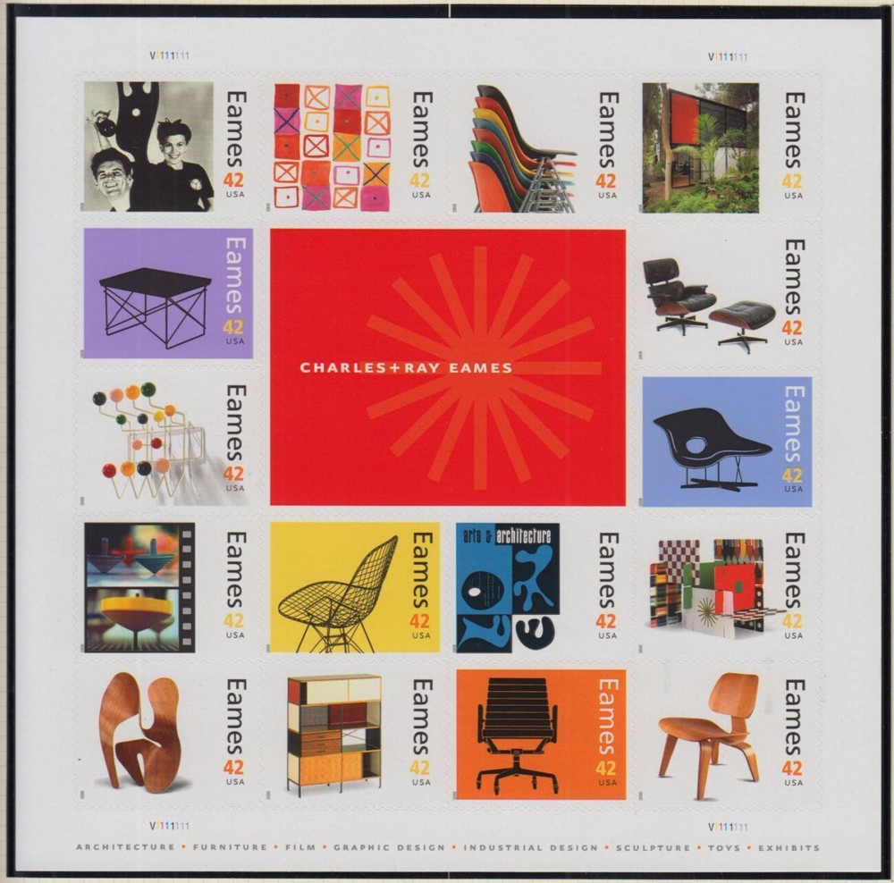 2008 Charles Ray Eames Furniture Stamps 16 designs Sc 4333 42c MNH sheet of 20