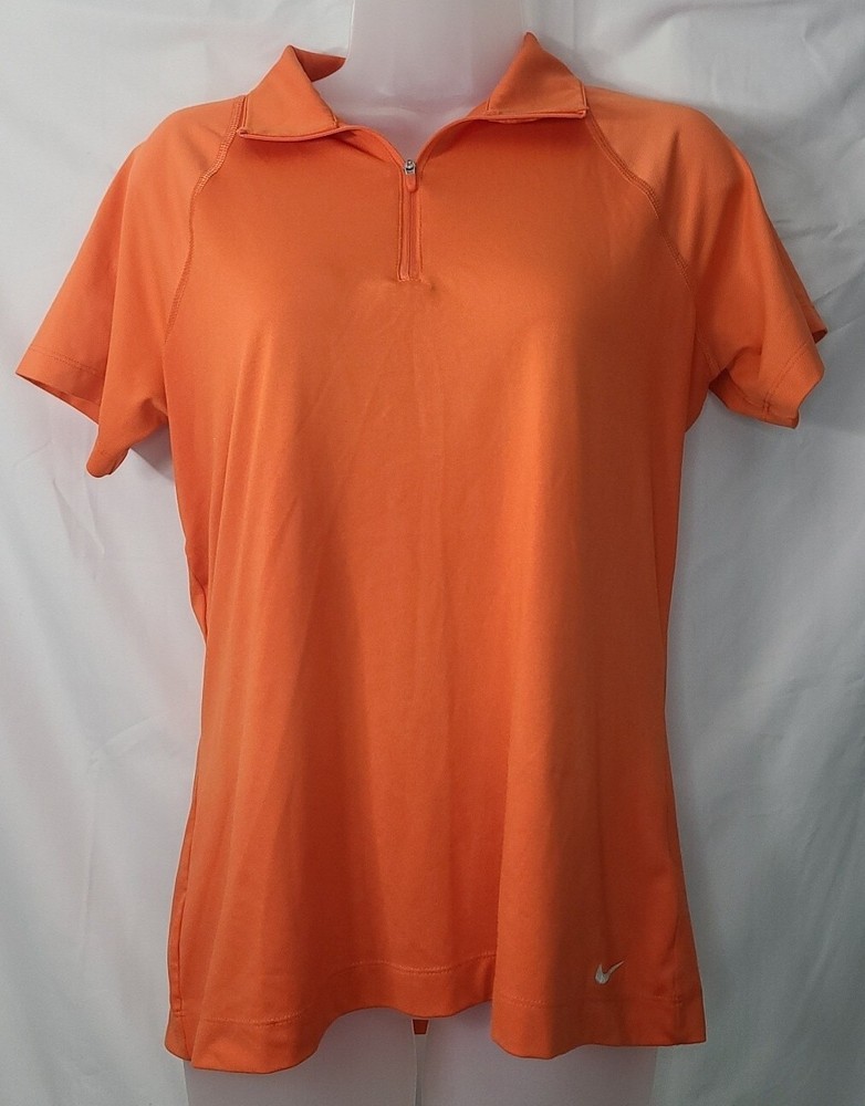 Nike Womans Dri-Fit Golf Tour Performance Orange Short Sleeve Polo Size Medium