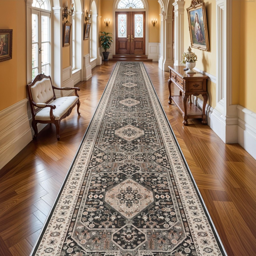 3x20 Washable Hallway Runner Rug - Rugs with 3' x 20' (Runner), Black