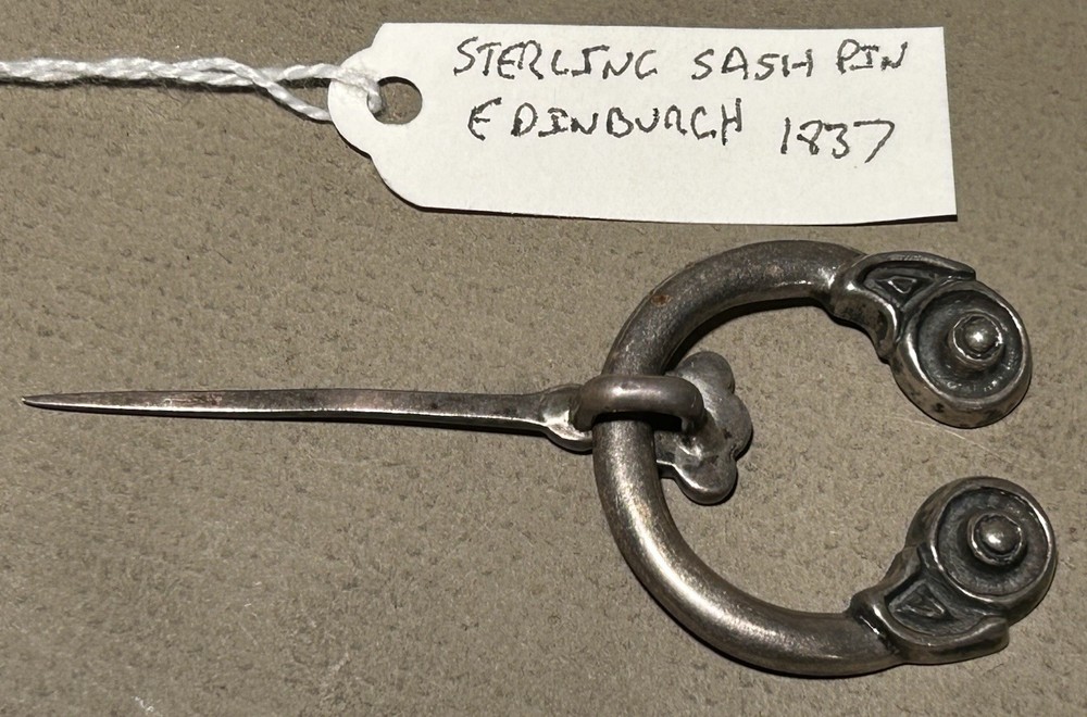 Vintage Sterling Silver Art Nouveau Buckle Pin Brooch Sash Pin, Edinburgh, C1837