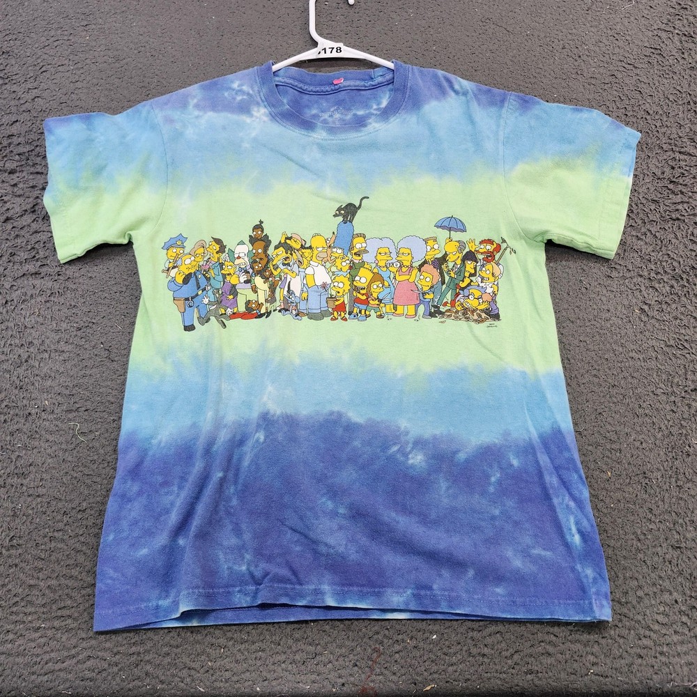 Universal Studios Shirt Mens Small Blue Simpsons Tie Dye Graphic Tee Cartoon