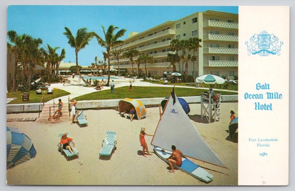 Galt Ocean Mile Hotel Fort Lauderdale Florida Beach Pool Vintage Postcard
