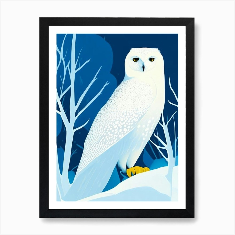 Snowy Owl Pop Matisse Bird Art Prin Framed Wall Art Poster Canvas Print Picture