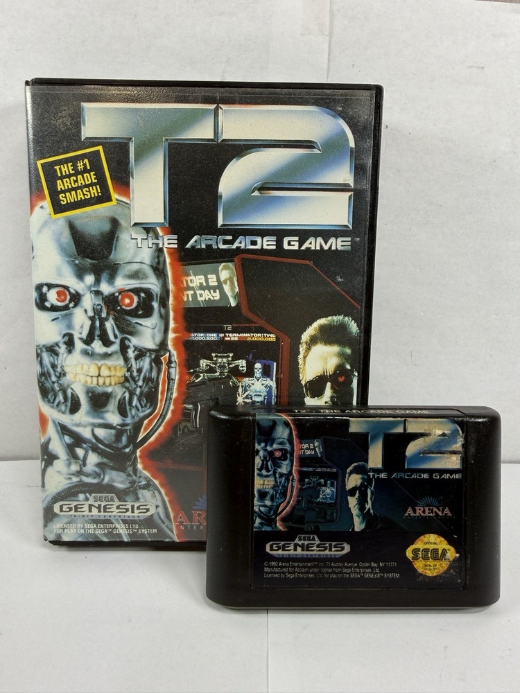 Terminator 2 T2 The Arcade Game (Sega Genesis, 1992) With Case No Manual TESTED!