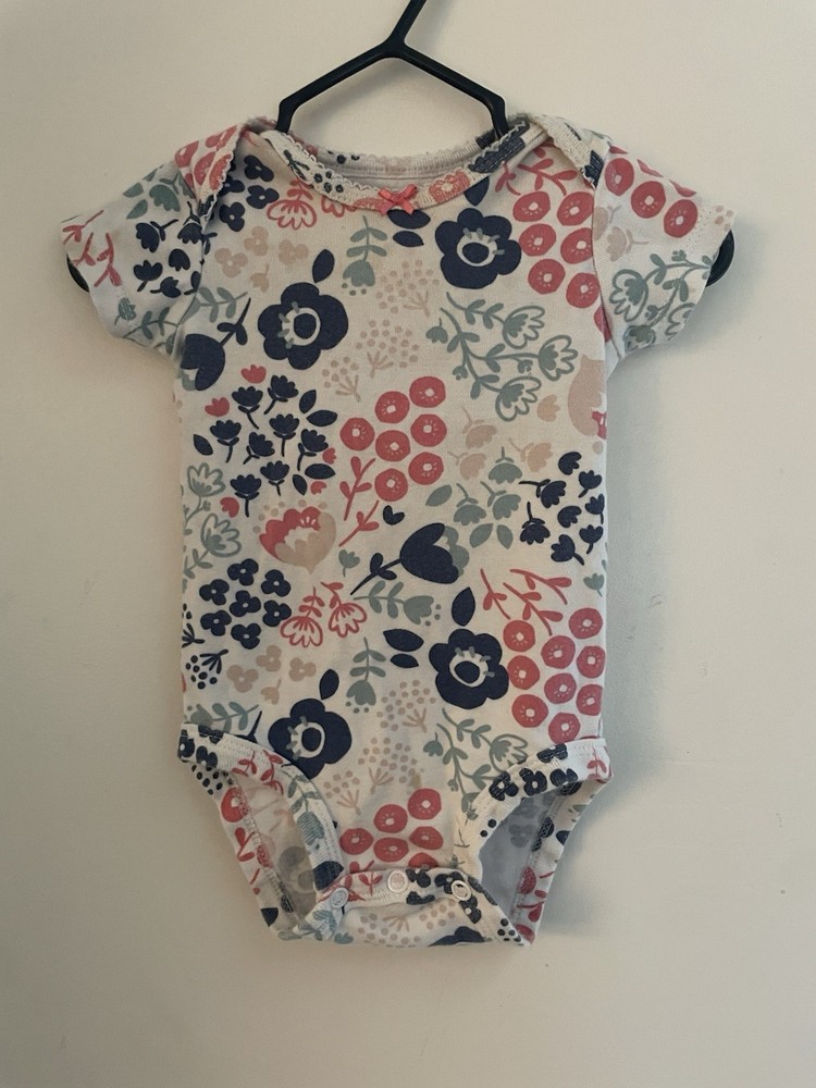 Carter's Baby Girls Colorful Floral 100% Cotton Short Sleeve Bodysuit White 6 M